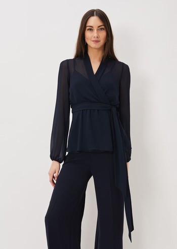 Phase Eight Florentine Co-Ord Shirts Navy Australia | DJ1562407